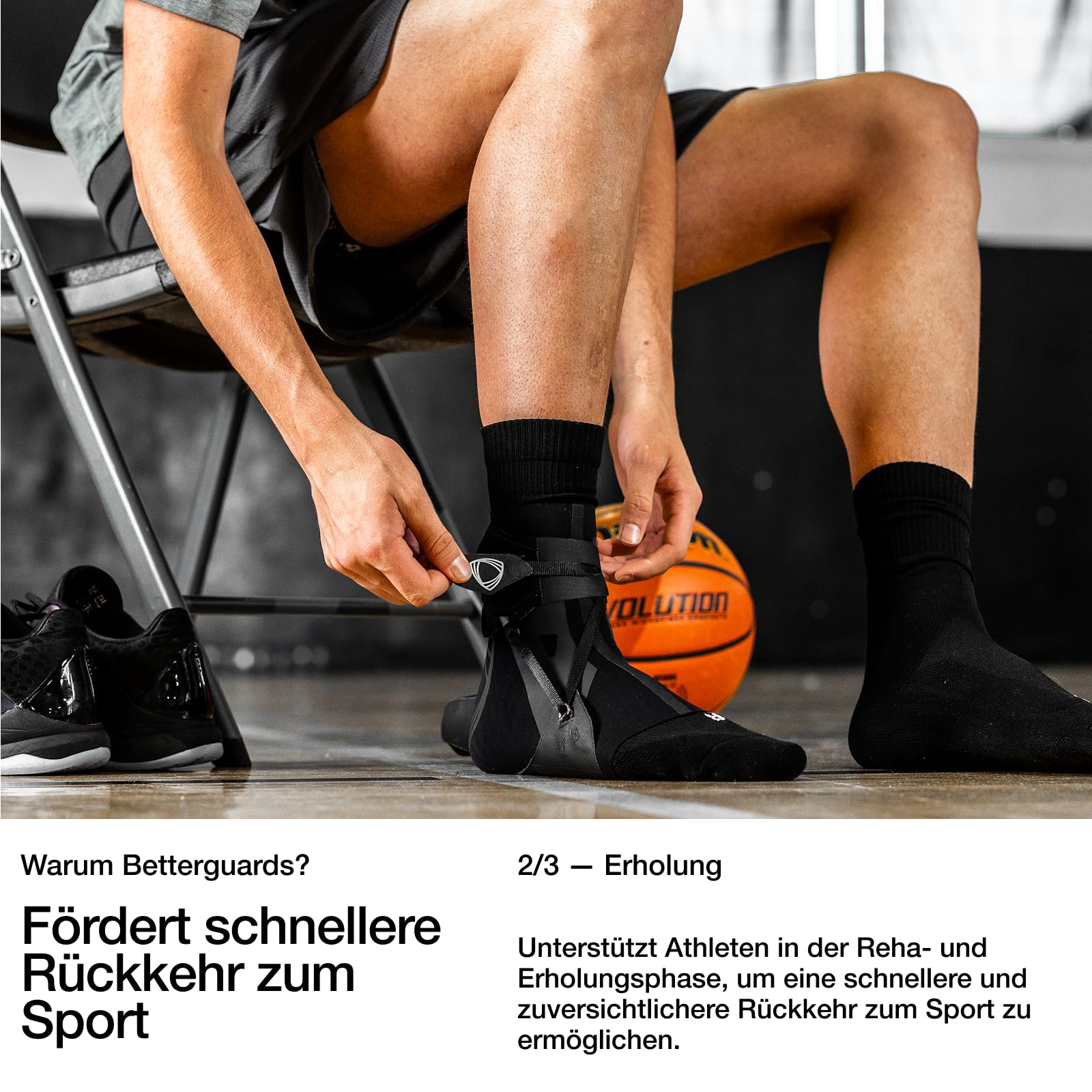 BETTERGUARDS 3.0 Knöchelbandage – Ultraleichte, flexible Stütze gegen Umknicken & schnelle Erholung | Doppelsleeve für Damen & Herren | Perfekt für Sport, Training & Alltag (M, Schwarz Rechts)