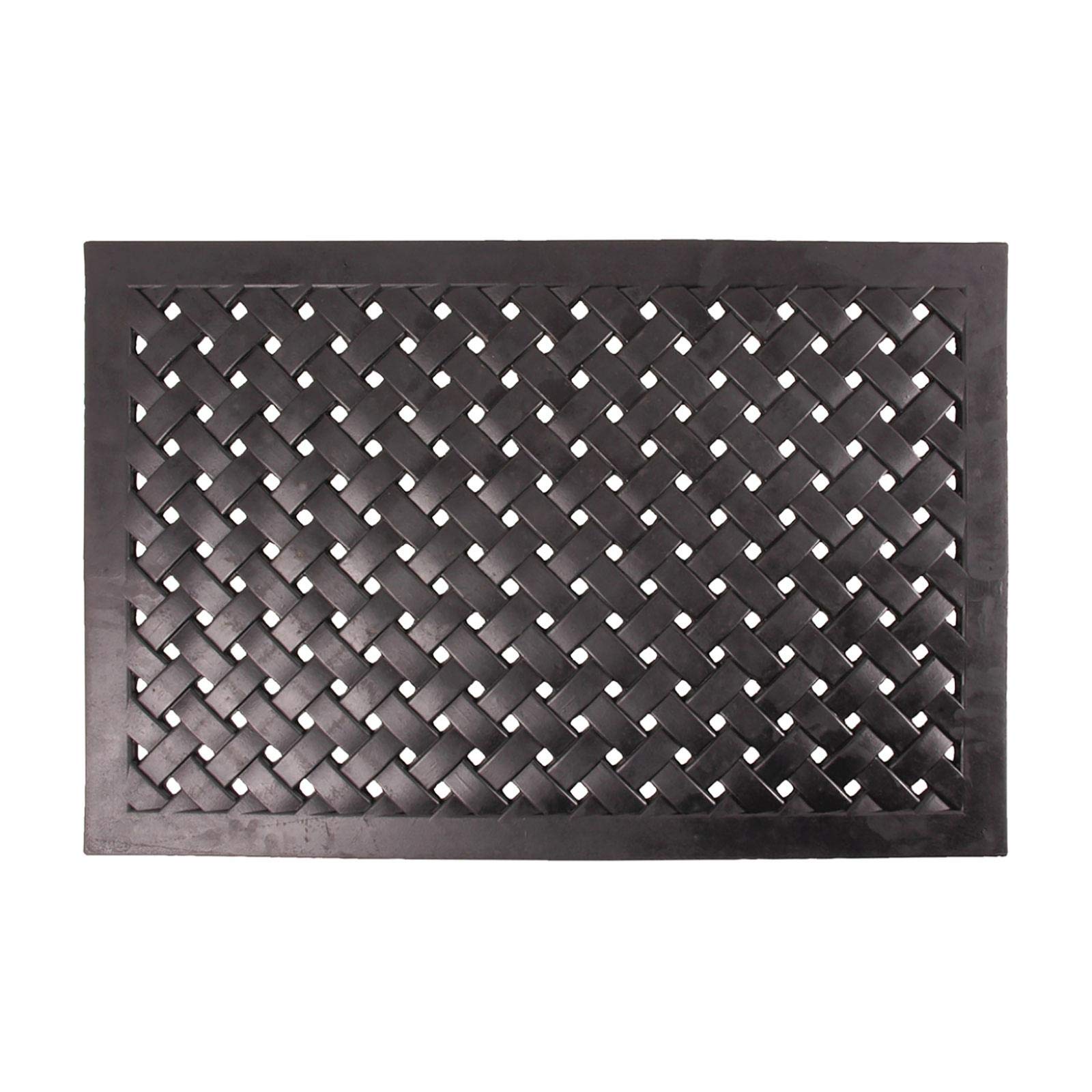 Paillasson en caoutchouc extérieur ajouré HOMESCAPES tapis d'entrée tressé noir 45 x 75 cm