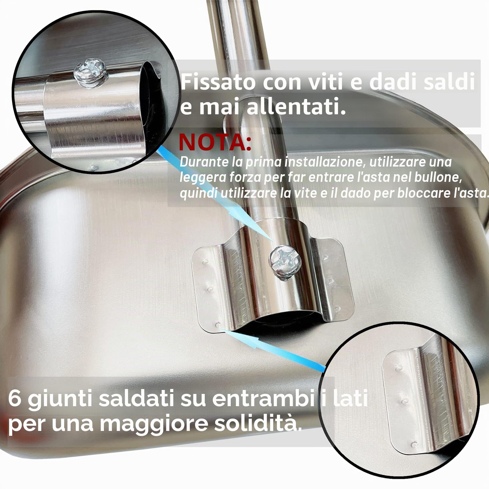 Paletta a manico lungo, 85 cm, resistente in acciaio inossidabile, design di grande capacità, per casa, ufficio, negozio, animali domestici, blu, 1 pezzo