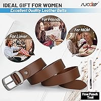 Vista 5 de SUOSDEY - Cinturón de piel para mujer con hebilla de pasador para pantalones vaqueros