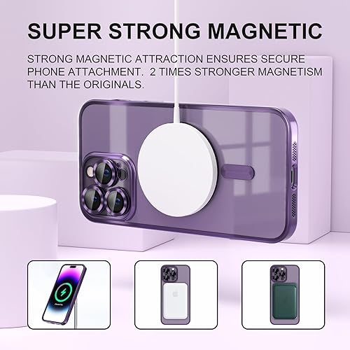 Miniatura 5 de Misea Funda magnética transparente para iPhone 14 Pro Max compatible con MagSafe Nunca amarilla Protección contra caídas de grado militar Protector