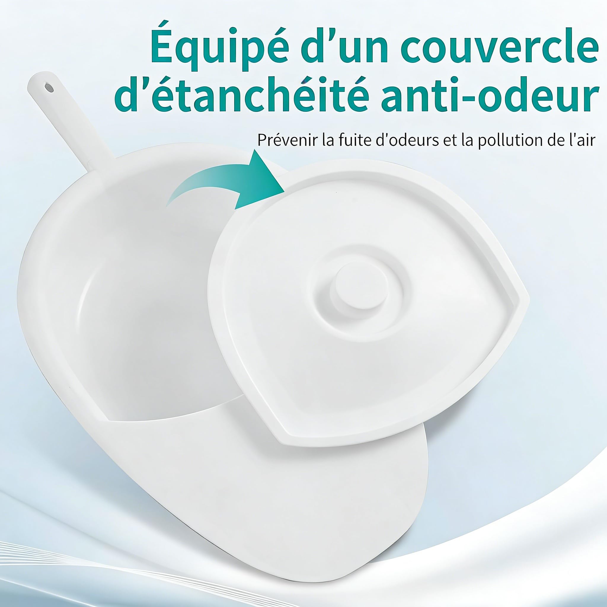 Bassin de lit plastique pour adultes, personnes âgées et hôpitaux - Pot de toilette portable avec couvercle et poignée anti-odeur