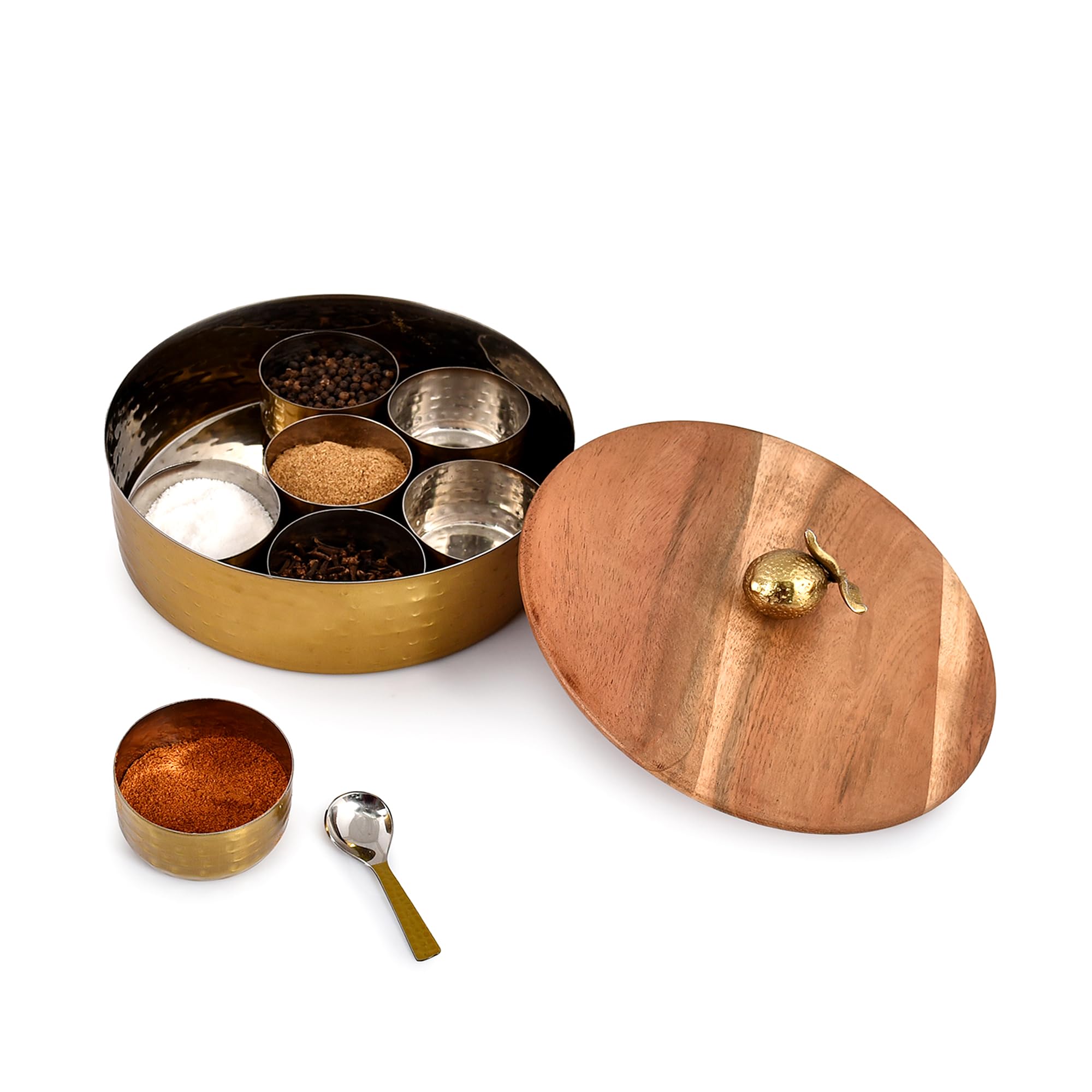 Elan Spice Box - Antique Gold Masala Dabba -8