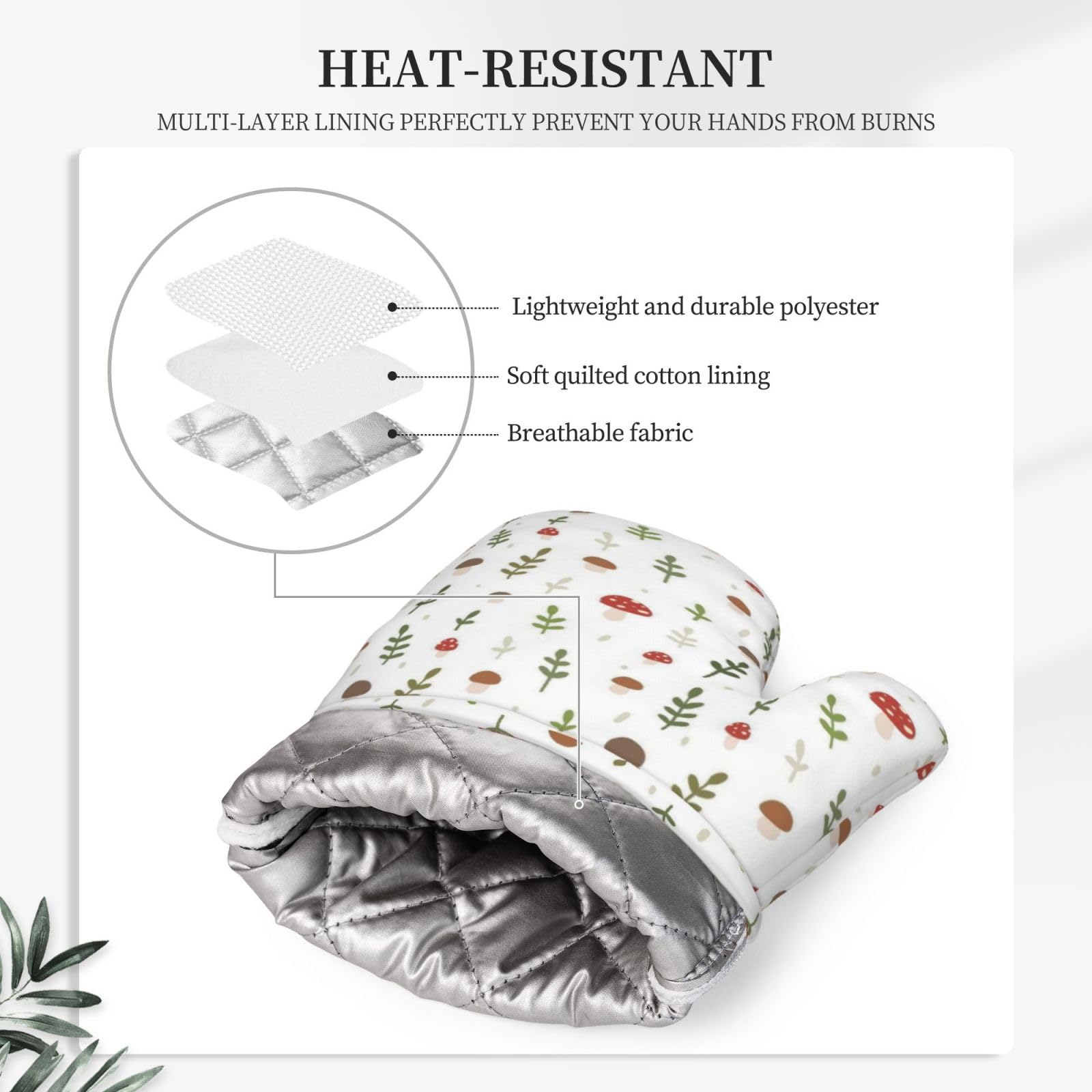 Lot de 4 maniques et grilles de cuisson Motif champignons