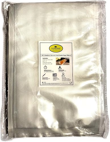 Miniatura 2 de Bolsas selladoras de alimentos al vacío medianas de 8 x 12 pulgadas, precortadas, transparentes, de grado comercial, sin BPA, resistentes,