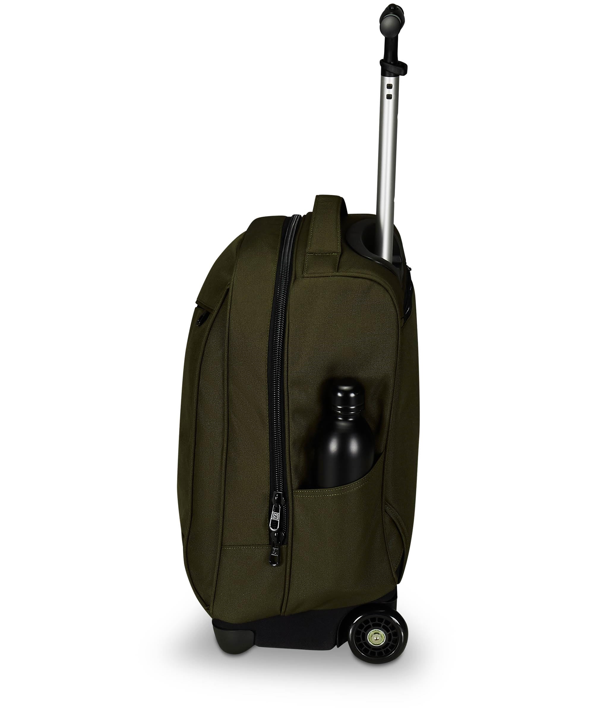 Invicta Trolley Scuola Benin Solid, Verde Militare, 2 in 1, Con Spallacci Uso Zaino, Tasca porta Borraccia e Porta Laptop, Scuola & Viaggio, Ragazzi