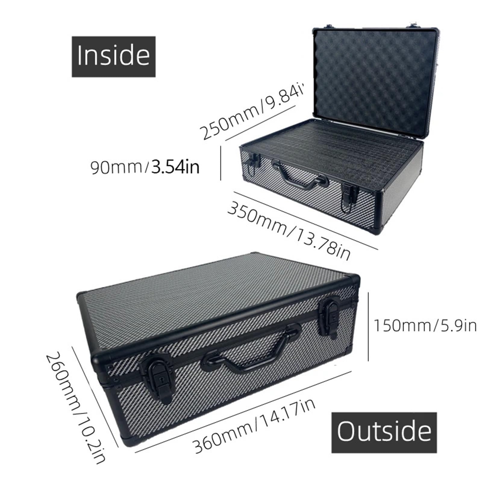Aluminium Aktentasche ToolBox Tragbare Aluminium-Sicherheitsausrüstung, Werkzeugkasten, Instrumentenkoffer, Aufbewahrungsbox, Koffer, stoßfester mit Schwamm