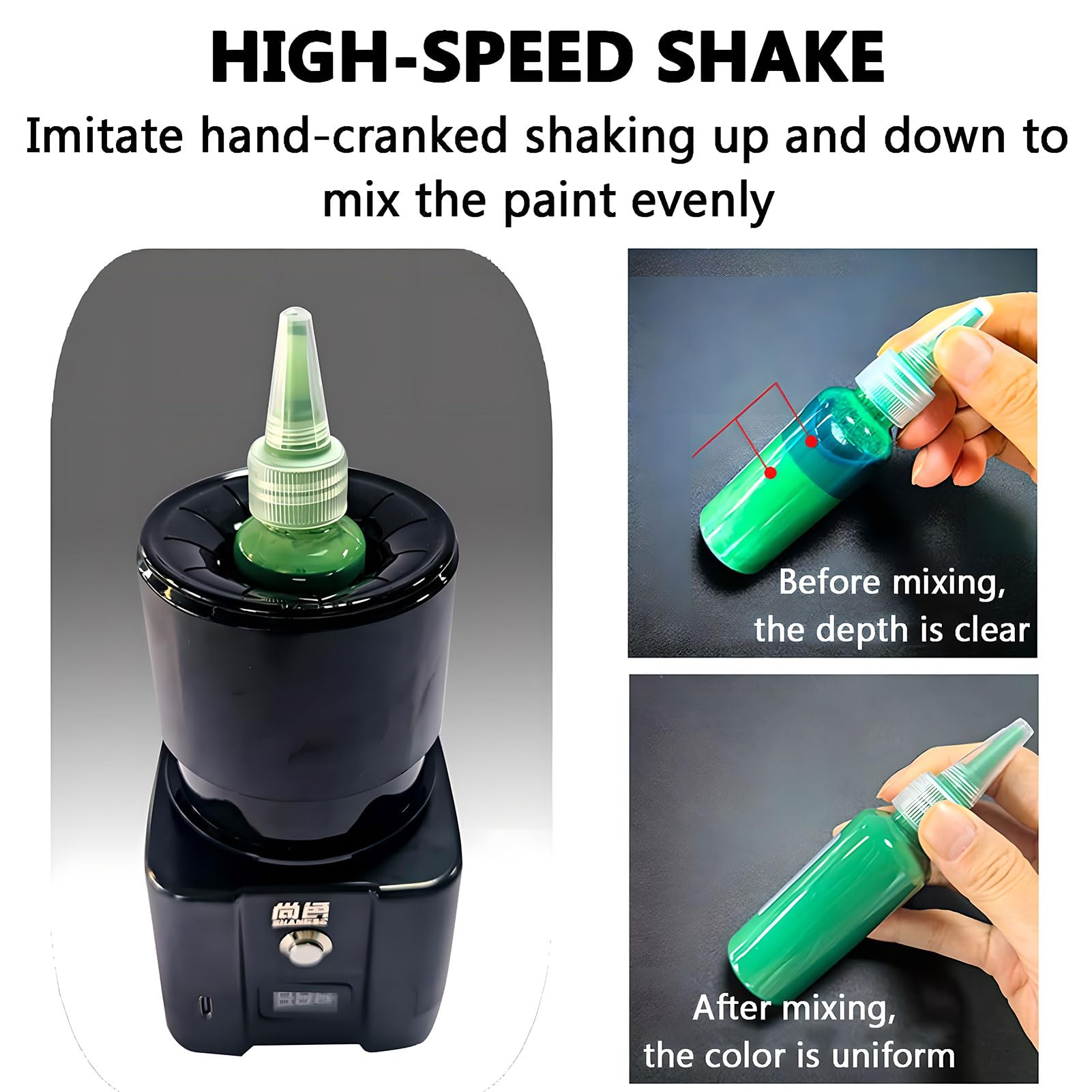 Mini mélangeur vortex, agitateur électrique pour peinture avec affichage numérique de la puissance, agitateur pour vernis à ongles pour flacons de peinture de 5 à 100 ml, pour encre pigmentée