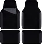 CAR PASS Waterproof Universal Fit Car Floor Mats, Faux Leather Car Carpet Mats with Anti-Slip Nibbs Backing & Driver Heel Pad Fit for SUV,Vans,sedans, Trucks,Set of 4pcs(All Black)