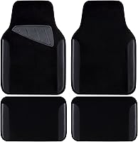 CAR PASS All Black Waterproof Universal Car Floor Mats with Anti-Slip Nibs & Driver Heel Pad - Fits SUVs, Trucks, Sedans, Vans - 4pc Set