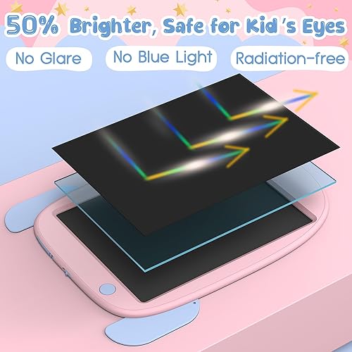 Miniatura 8 de Hockvill Tableta de escritura LCD para niños, juguete de aprendizaje, almohadilla de dibujo de cohetes para niñas de 3, 4, 5, 6, 7, 8 años, tablero