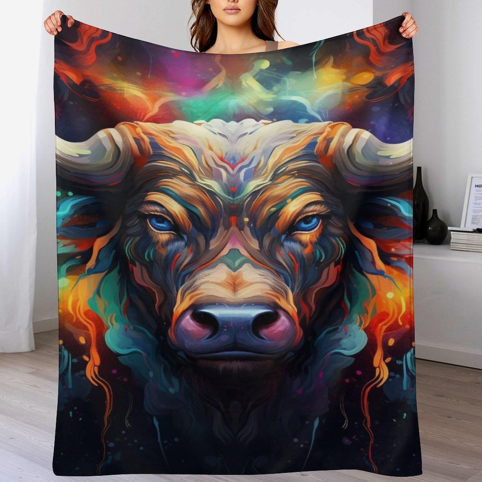 Couverture pour lit ou canapé Buffle flannel douce 100x130cm pour enfant