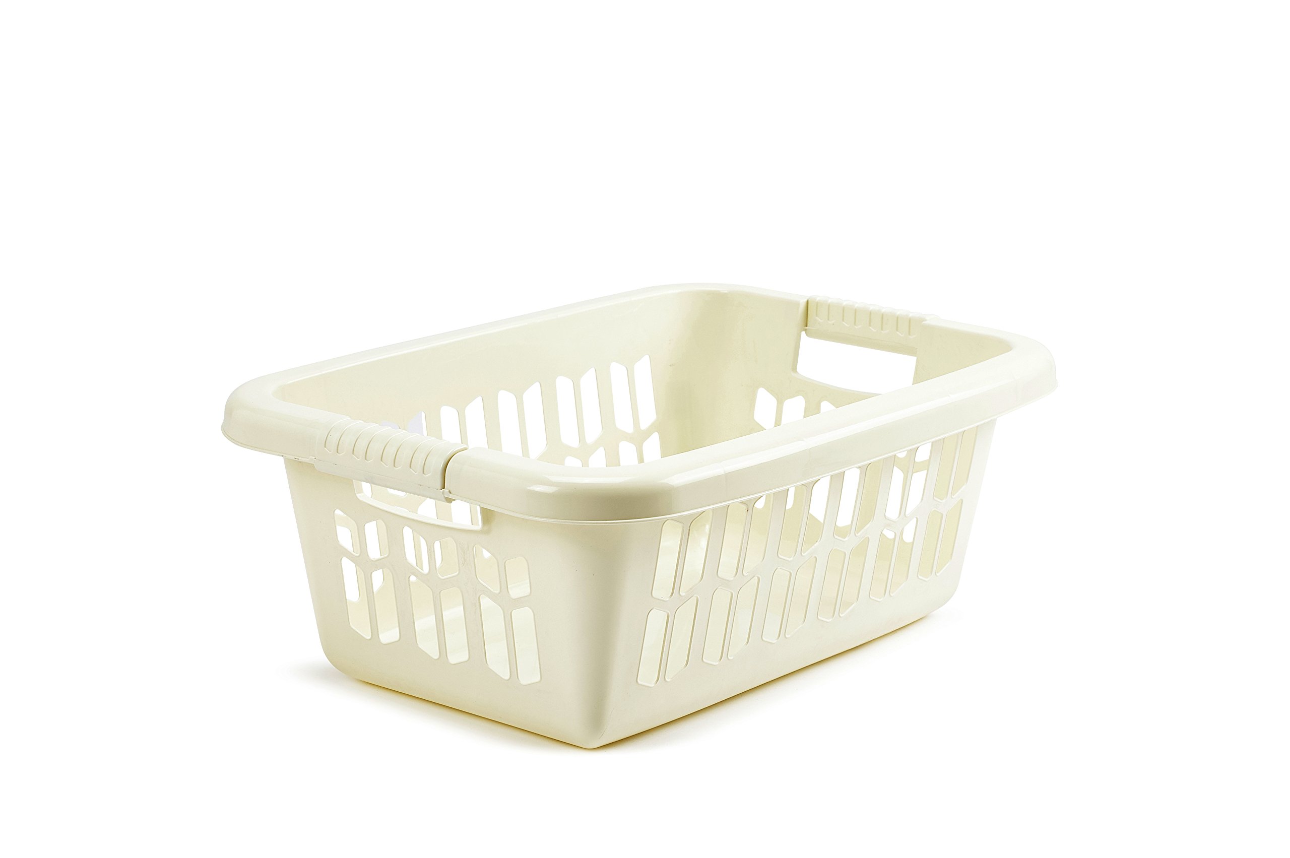 Whitefurze Easy Grip Rectangular Laundry Basket, Cream