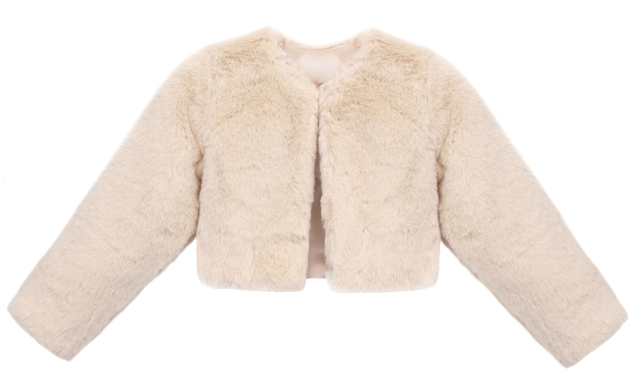 Lilax Girls Cozy Faux Fur Long Sleeve Crew Neck Dress Coat
