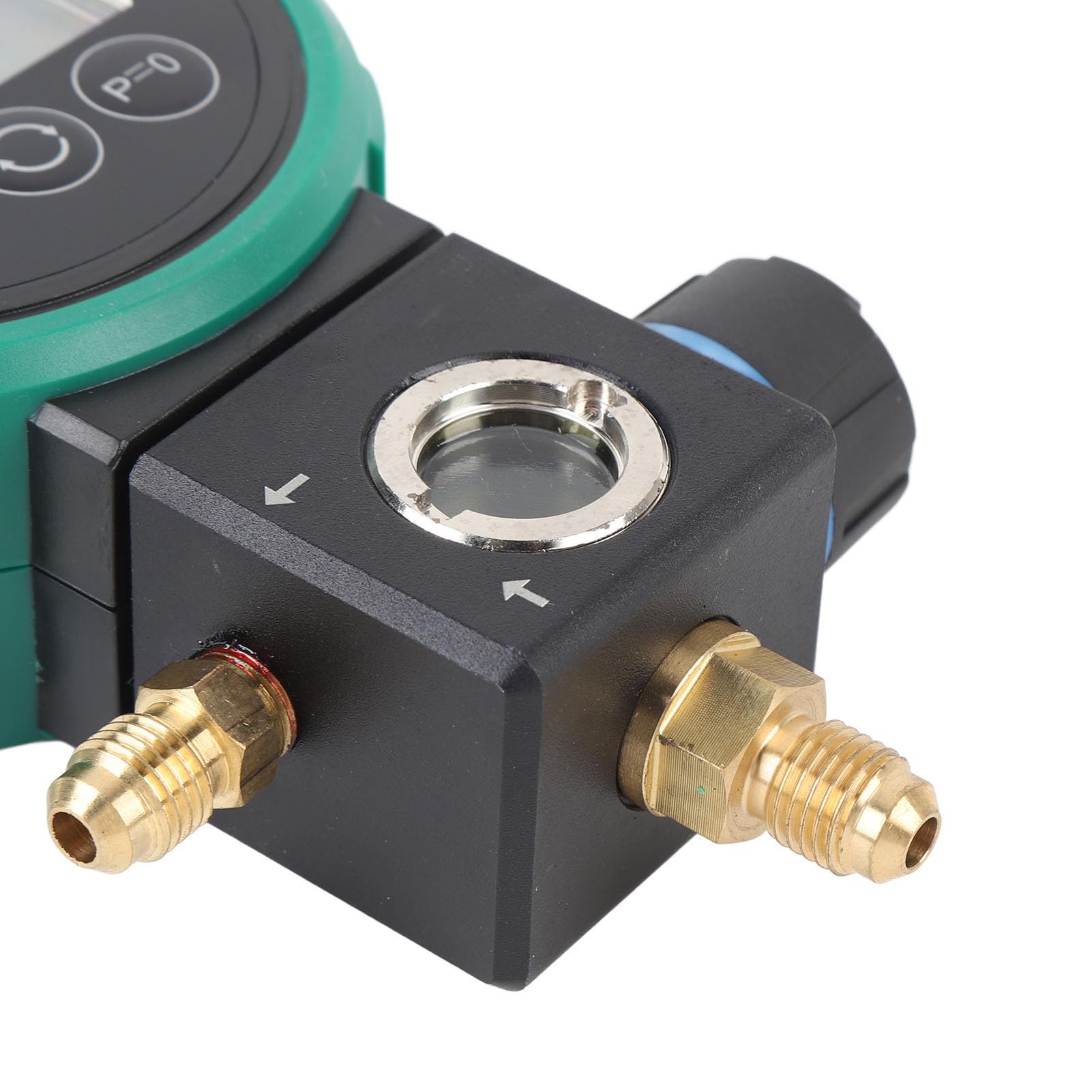 SIXRUN Gruppo Manometrico HVAC Digitale, con Controllo a Valvola a Sfera e Display LCD per Test di Pressione e Temperatura su Sistemi AC con Refrigeranti R410A, R32, R134a