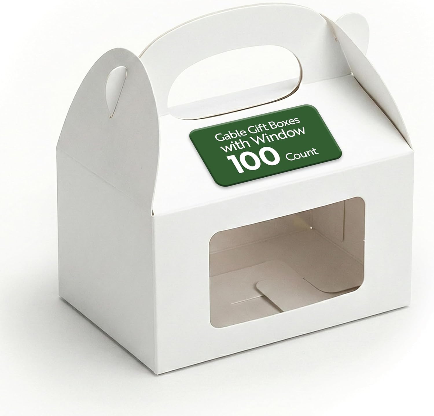 Bio Tek 4 x 2.5 x 2.5 Inch Gable Boxes For Party Favor, 100 Striped Gift Boxes - Clear Window, Built-In Handle, Pink And White Paper Barn Boxes, Disposable, For Parties