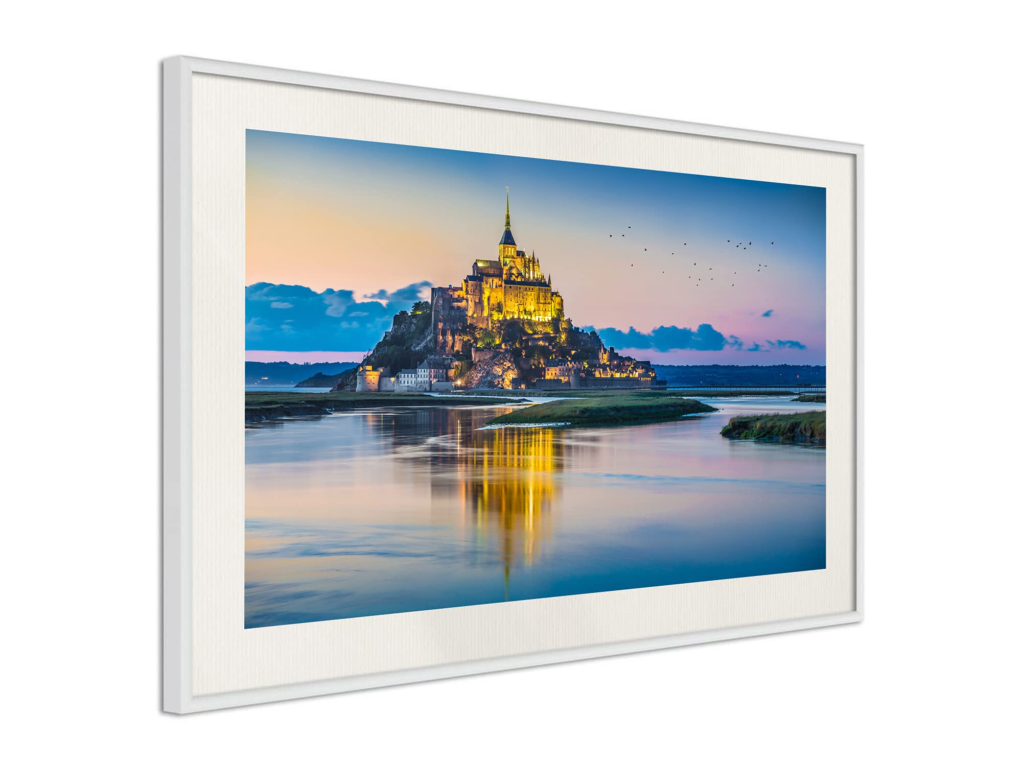 Affiche poster Baie du Mont Saint Michel cadre blanc décoration murale 40x60