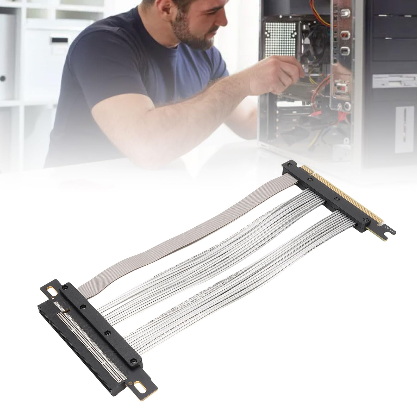 Annadue Kabel Pionowy PCIE 5.0 X16, 128 GB/S GPU GPU Karta Graficzna Przedłużająca Kabel PCIE 16X, Kompatybilny z PCIE 4.0 i WRX80/90E, RTX4090/5090/RX8900/RX7900 itp. (30cm)