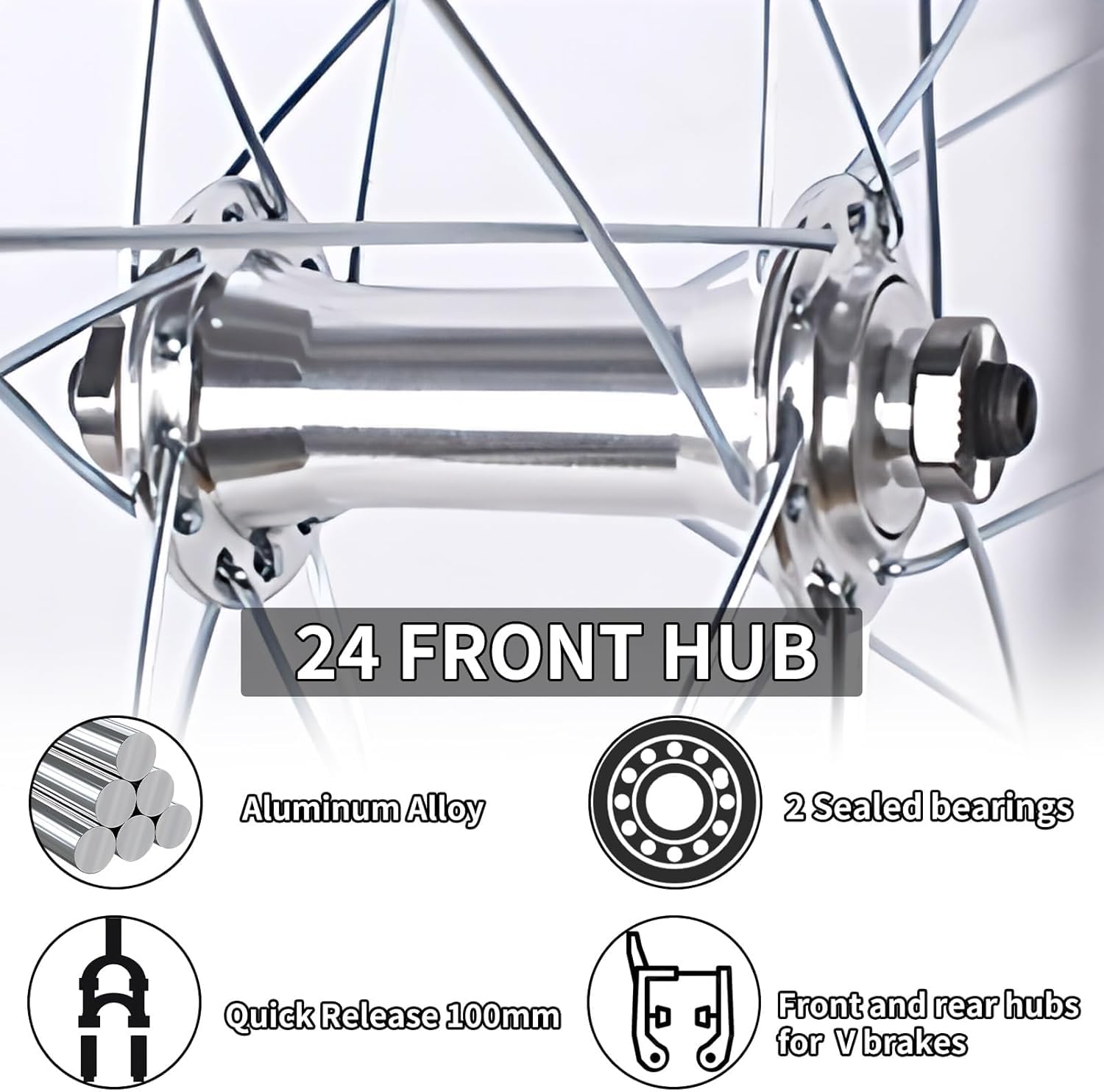 Aluminium stopu 700C Rower Rowerowe Warstwa Doule Warstwa warstw V Szybkie uwalnianie 24H Hubs dla 7/8/10/11 Kaseta prędkości przednie i tylne koła (SVART), srebrne