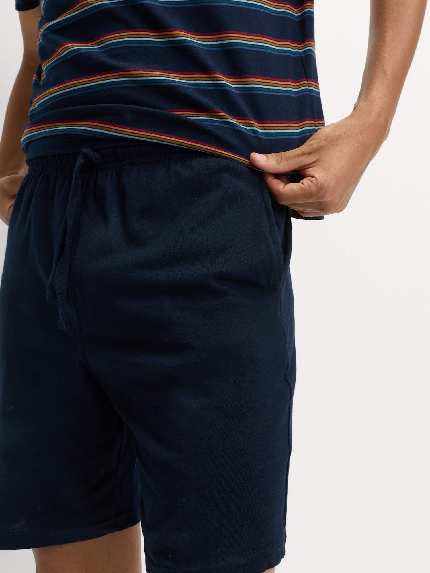 Marks & Spencer Conjunto de Pijama de Rayas Arcoíris de Algodón Puro para Hombre, Ajuste Normal, Cintura con Cordón, con Bolsillos