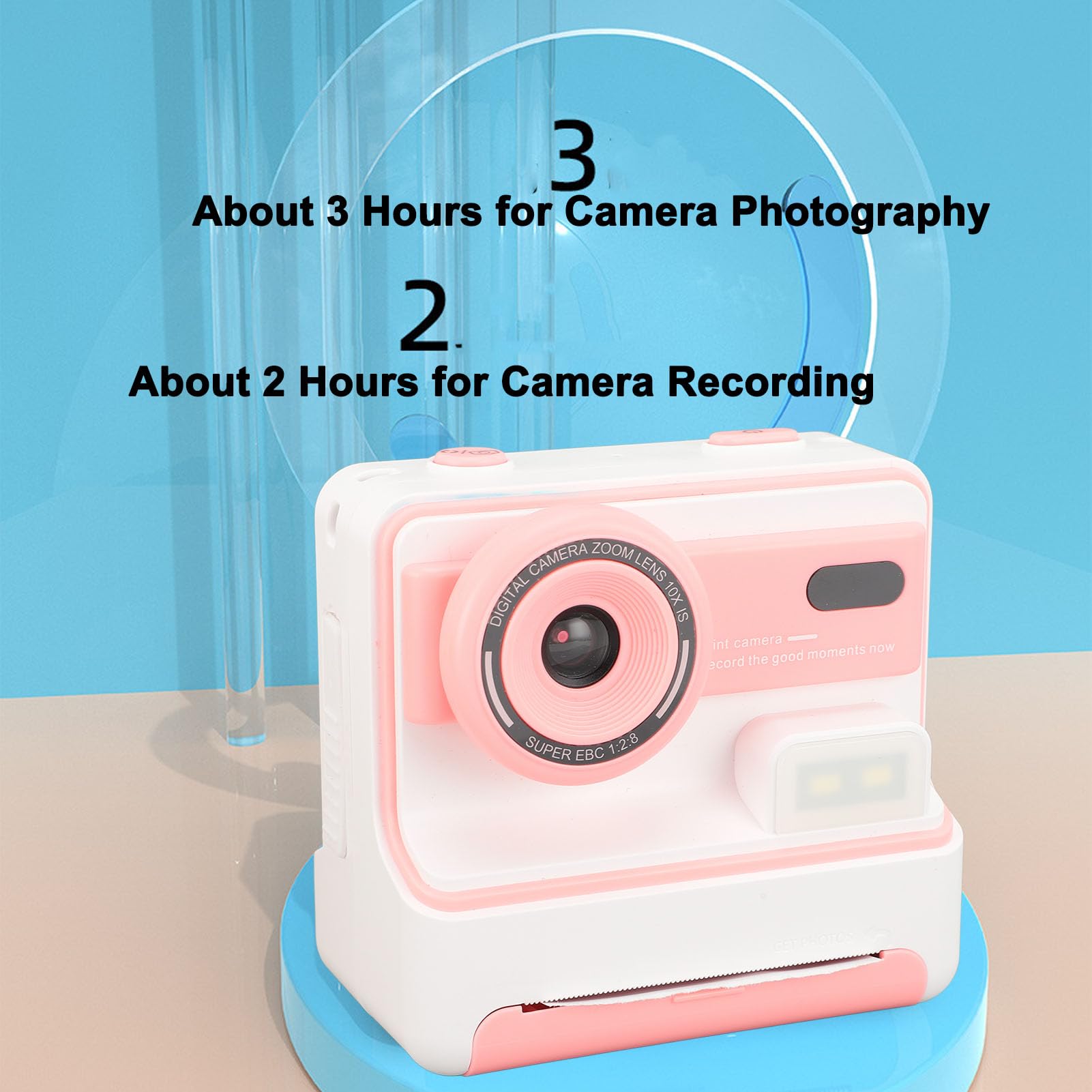 Fotocamera a Stampa Istantanea, Regali di Compleanno di Natale per Ragazze e Ragazzi, HD 1080P 48MP Schermo da 2,4 Pollici Zoom 16X Flash Videocamere Digitali per Bambini (PINK)