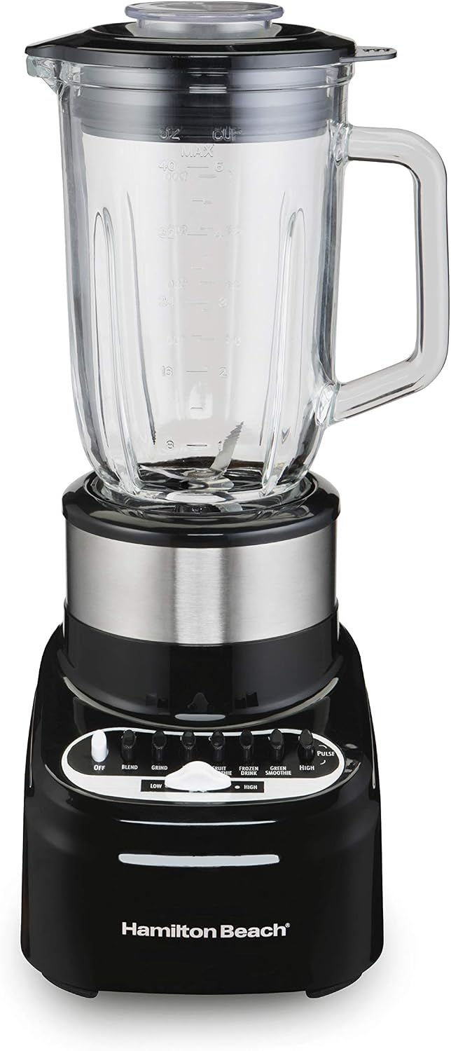 Hamilton Beach Multi-Mix Blender with 40oz Glass Jar and 14-Functions for Grinding, Puree, Ice Crush, Shakes and Smoothies, 800 Watts, Stainless Steel (54210)