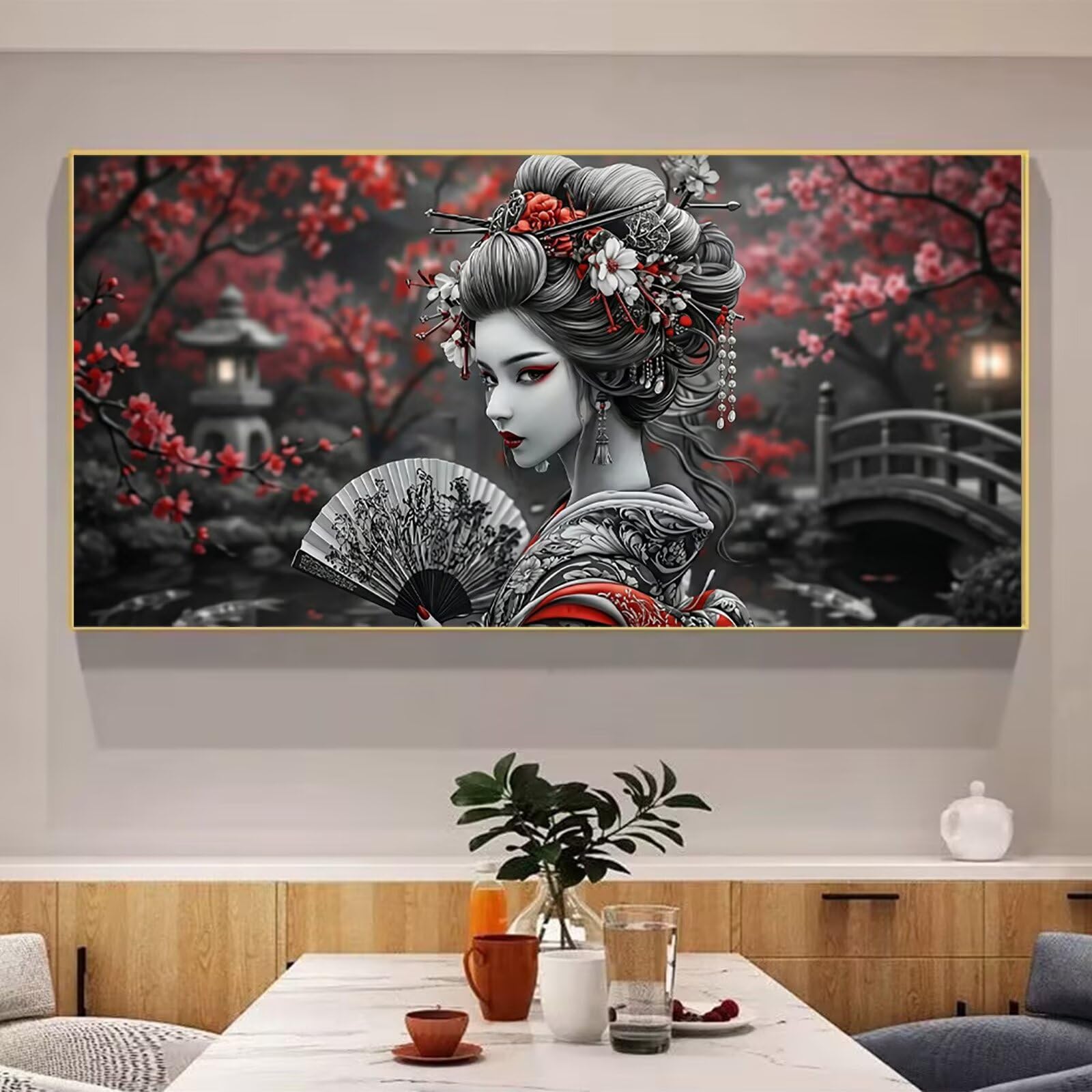 Diamond Painting Japan Diamond Painting Erwachsene Groß XXL Frau, 5D Full Eckige Steine Drill Diamanten Malen Nach Zahlen, DIY Set Kreativ Set für Erwachsene Home Decor Wanddeko 80x160cm, Cod-982