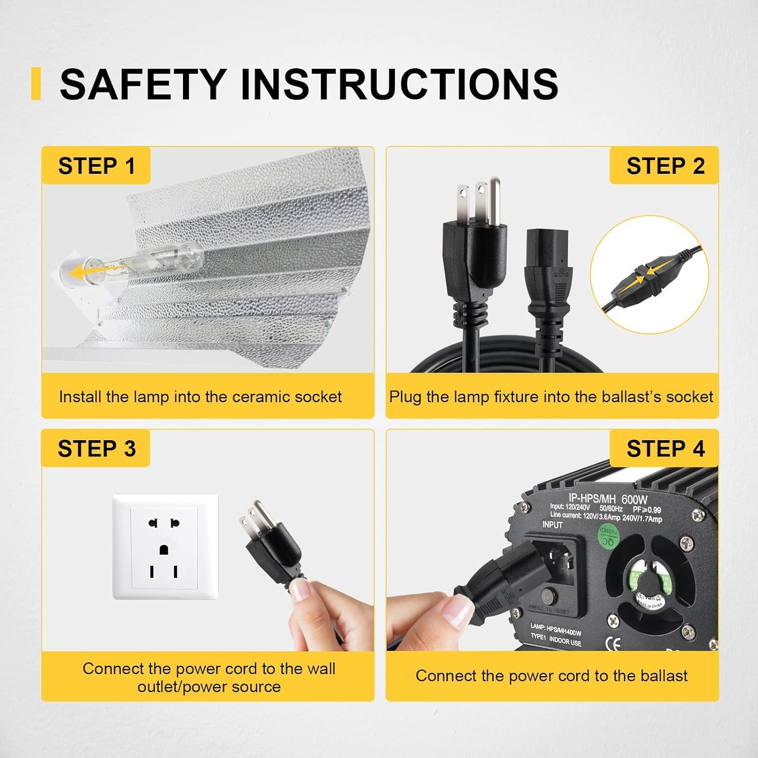 Safety instructions for connecting iPower ballast