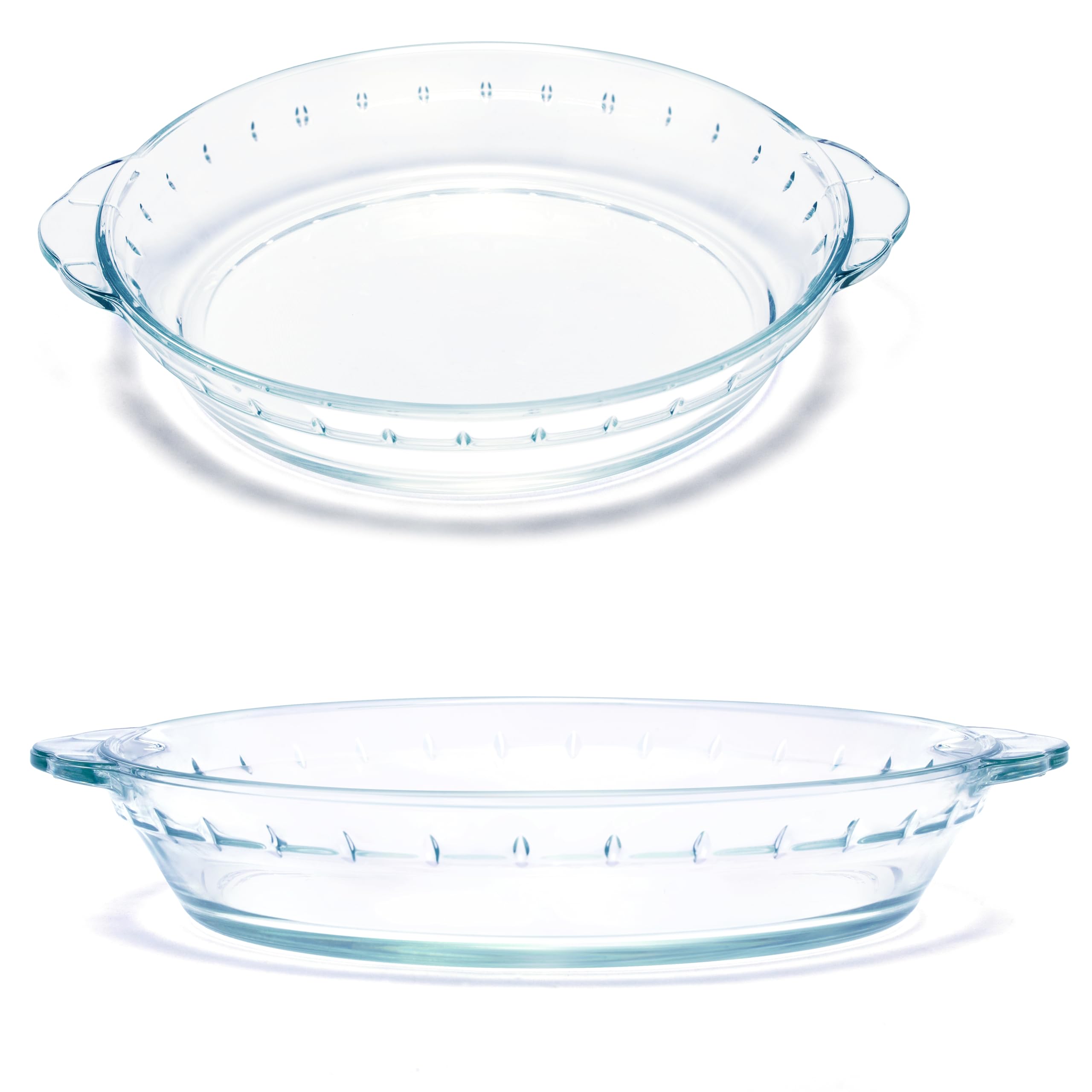 ropto 2-Pack Pie Pans for Baking, Glass Pie Dish Set 9 Inch and 10 Inch, Easy Grab Pie Plates for Apple Pie Quiche and Crust