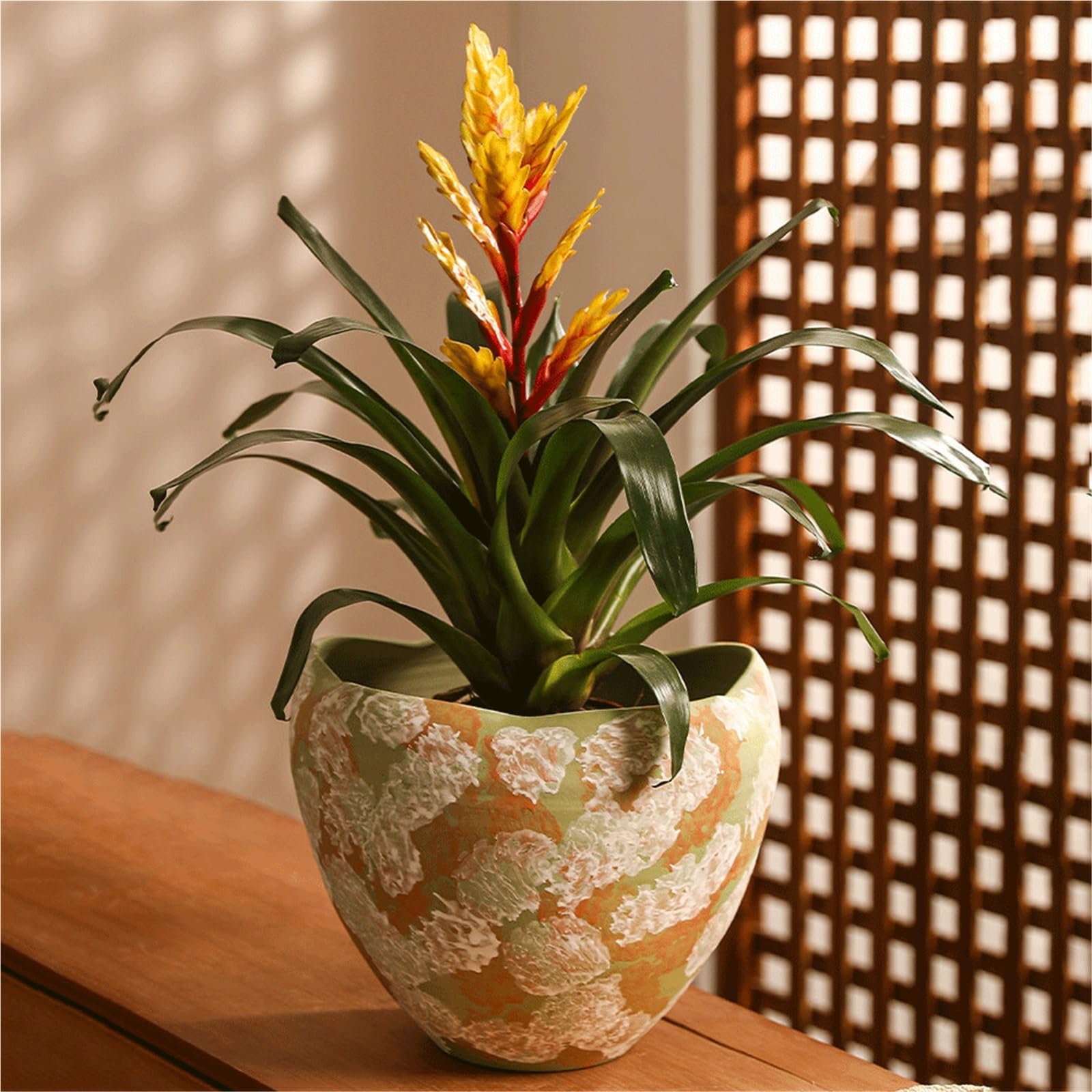 doniczki do wnętrz Luxurious Ceramic Plant Pot: Wide-Mouthed, Large-Diameter, Unique Wavy-Edge Design For Monstera Plants