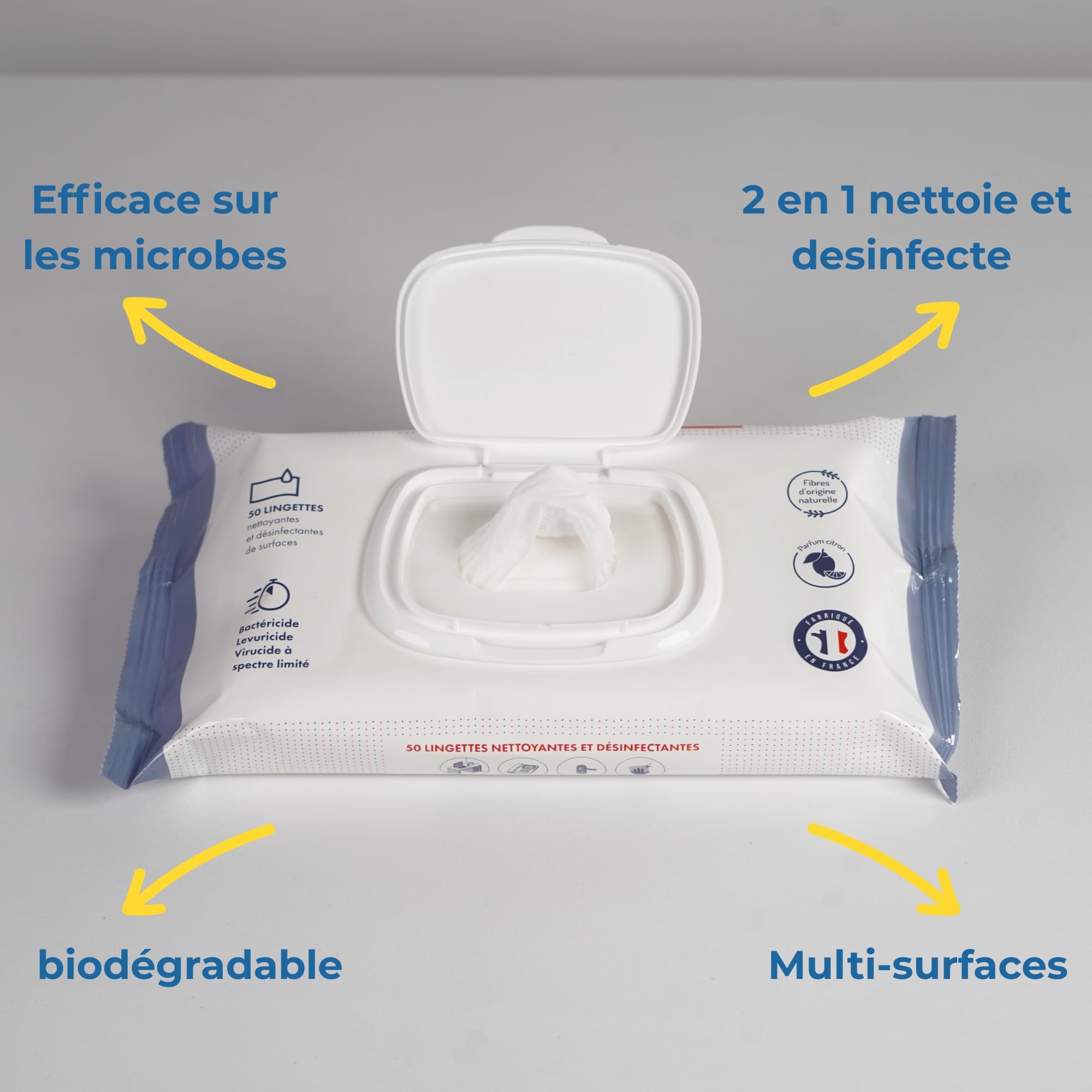 Lingette Désinfectante Surfaces et Objets 6X50 Lingettes Epaisses Grand Format Résistantes