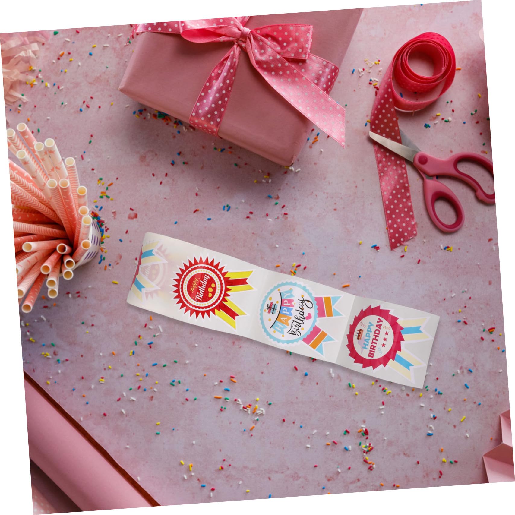 NUOBESTY 4rotoli Etichette Adesive Compleanno Stickers Decorativi Per Compleanno e Decorazioni Multi- Facile Applicare Etichette Autoadesive