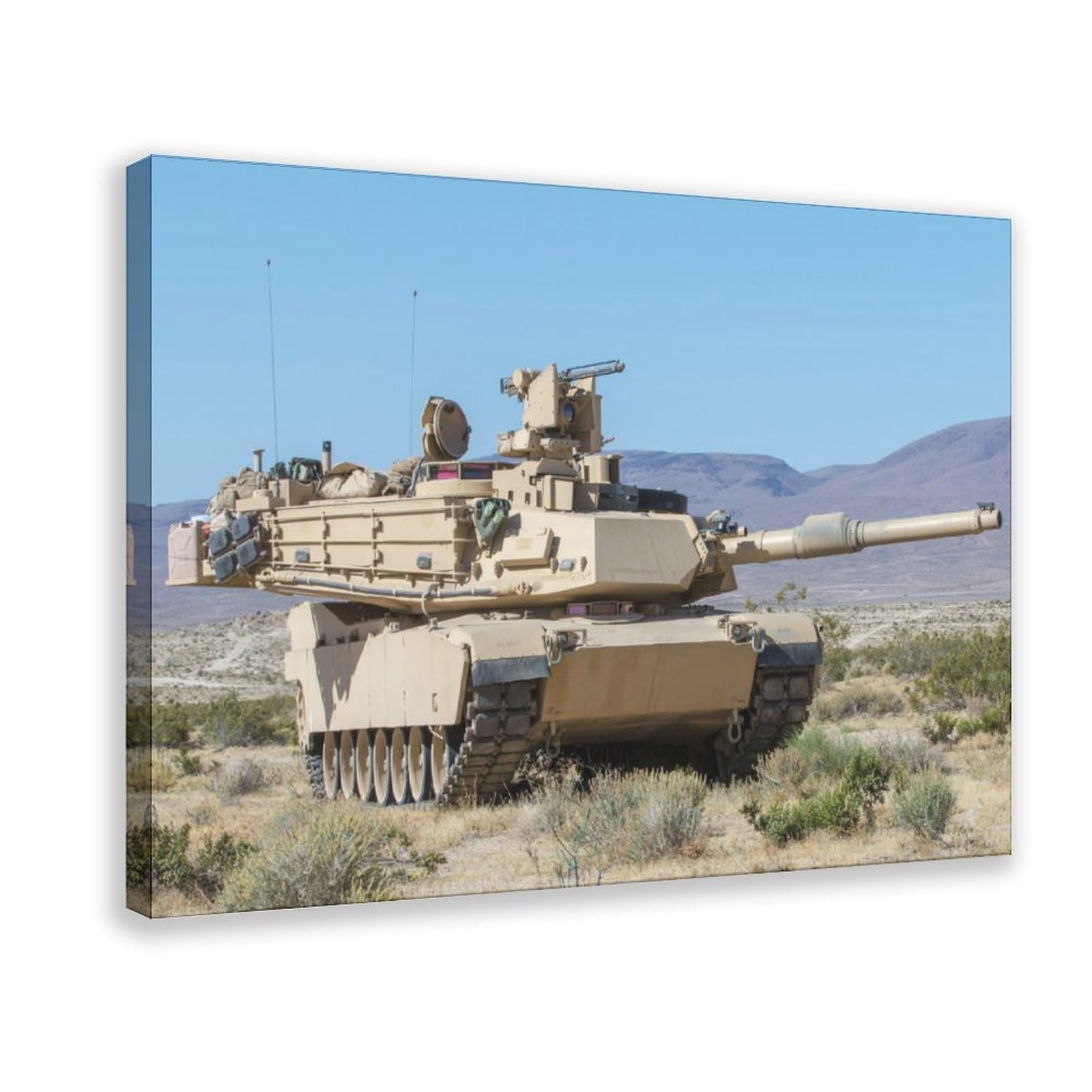 Kvsyaw Tank Military Chariot Poster M1A2 Abrams Poster Canvas Poster Wall Art Decor Print Picture Paintings for Living Room Bedroom Decoration Frame: 16" L X 24" W