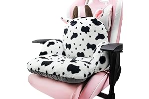 Kawaii Computer Chair Cushion Cow with Backrest for Cute Bedroom