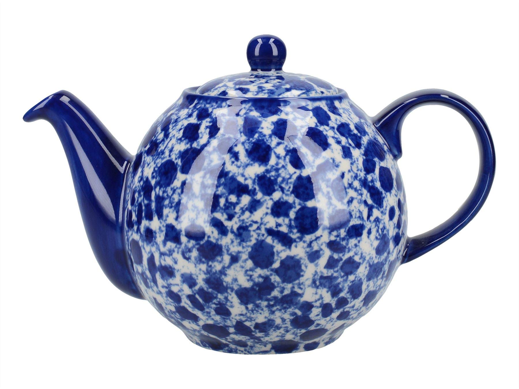 London Pottery C001008 Splash Globe Teapot with Strainer, Stoneware, Blue / White, 4 Cup (900 ml)
