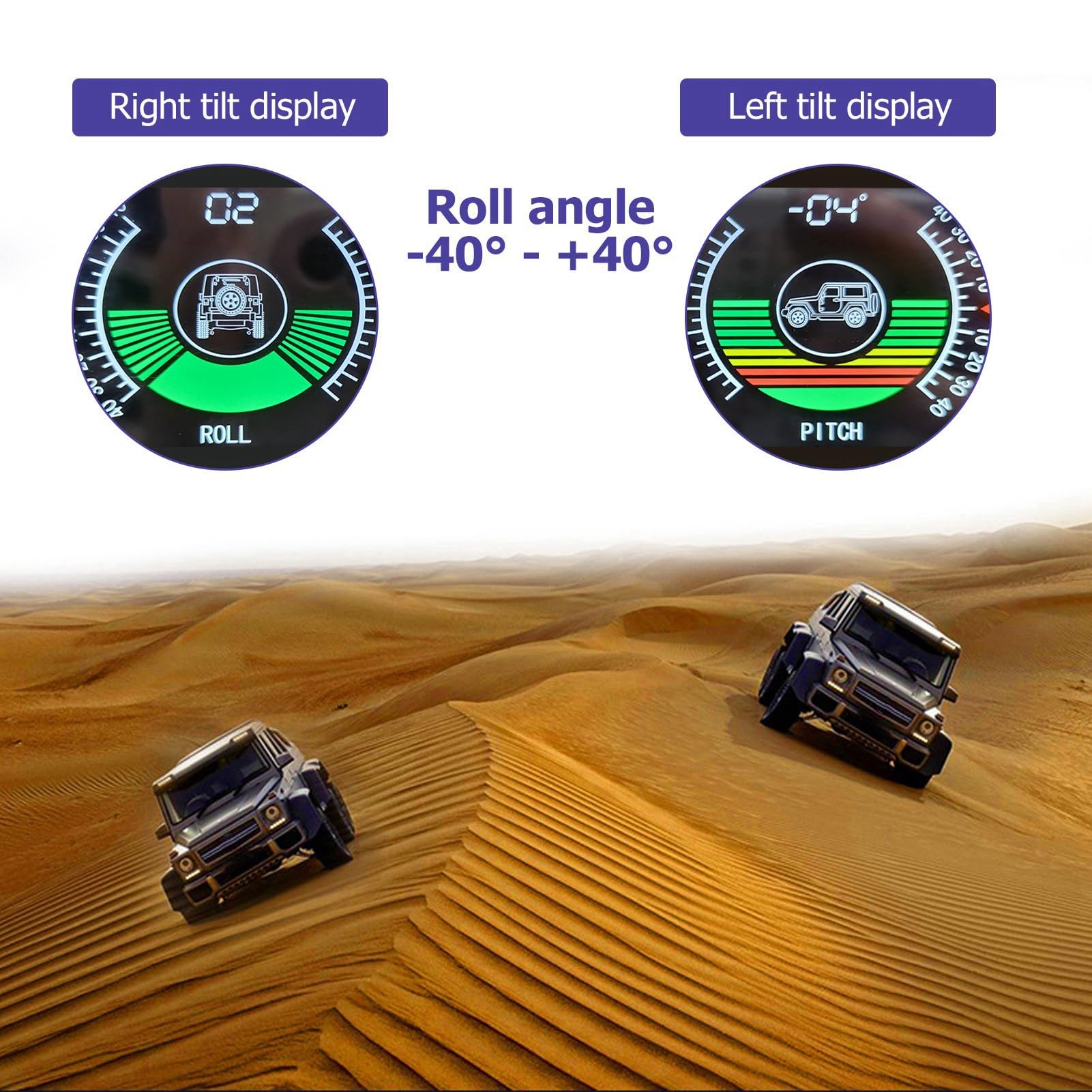 Focket Inclinomètre Universel pour Voiture, inclinomètre avec Alarme, Outil d'équilibrage des pentes, inclinomètre Lumineux pour véhicules Tout-Terrain et autodidactes, Fournitures de voy