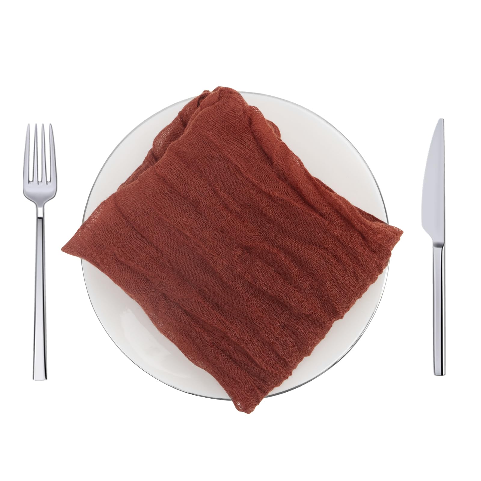 Uiopa 6 Packs Rust Red Cheesecloth Napkins, Rustic Cloth Napkins 20x20 Inch Gauze Dinner Napkins for Wedding Party Bridal Baby Shower Holiday Family Dinners