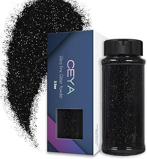 Ceya 3.8oz/ 110g Ultra Fine Glitter Powder Black Glitter 1/128” 0.008” 0.2mm for Slime Epoxy Resin Craft Tumbler Jewelry Nail Art Festival Makeup Scrapbook Painting Wedding Cards