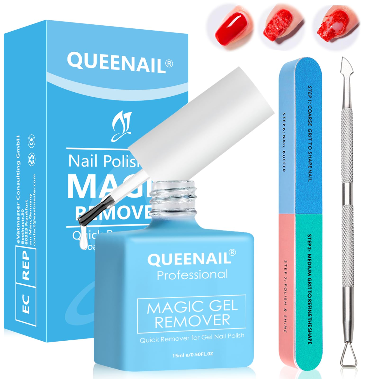 1 Stücke Gel Nagellack Entferner,Professionelles Entfernen von gel nagellack,einfach und schnell gel nagellack entfernen,mit Nagelfeile und Nagellackschaber,entfernen in 3-5 Mins,Blau