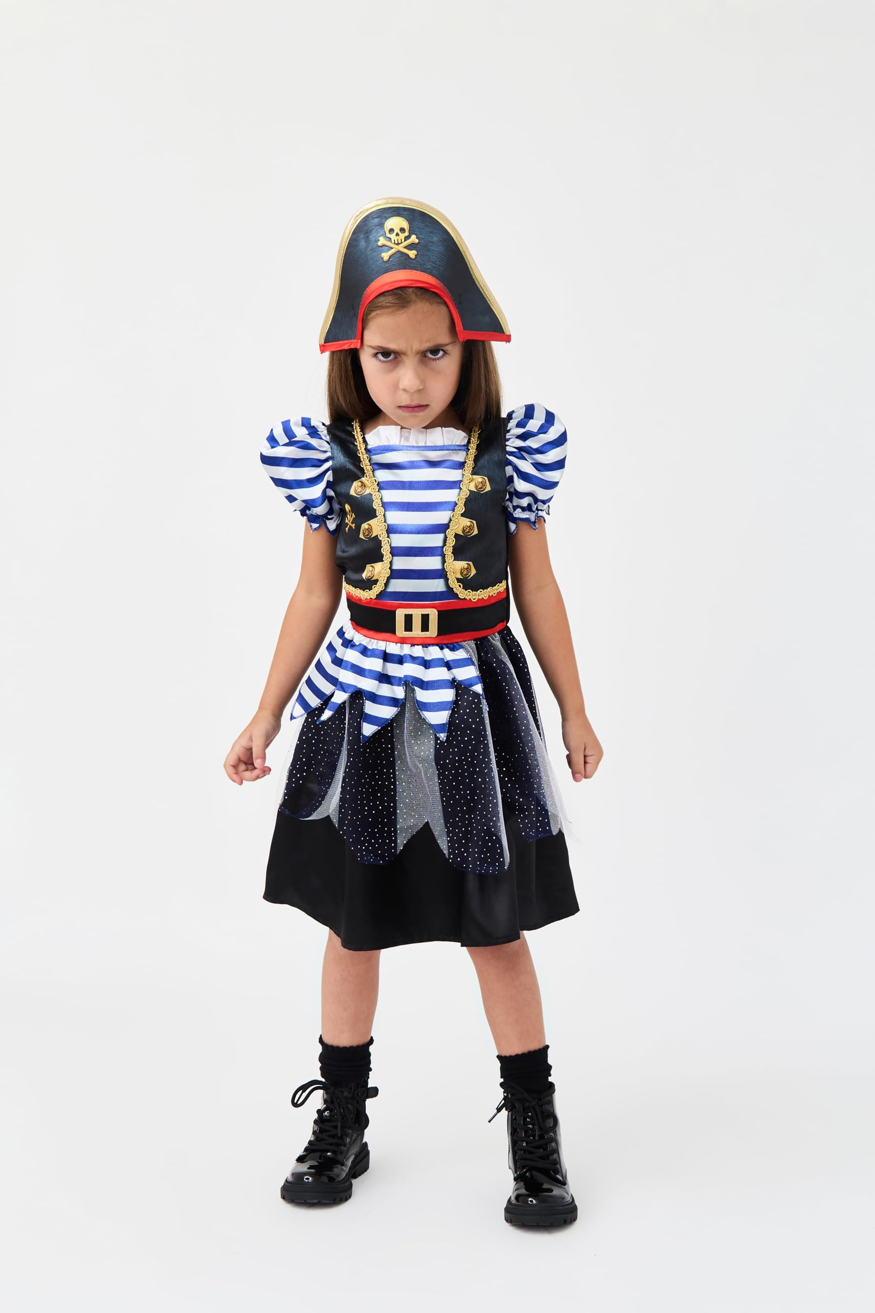 Blues Group Fearsome Pirate Girl Kids Costume | World Book Day, Dress-Up, and Role Play | Ages 3-10| (3-4 Years)