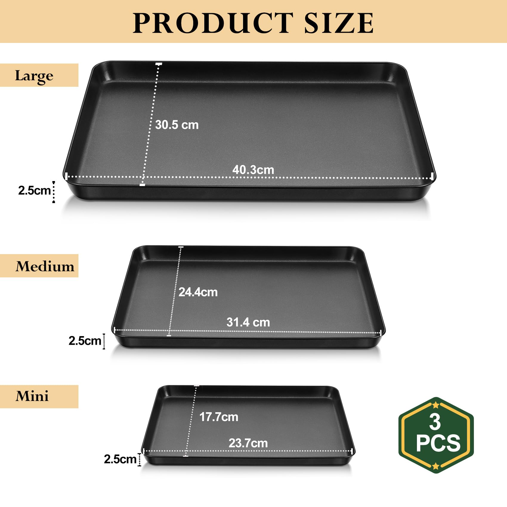 Homikit Non-Stick Baking Trays, Homikit Carbon Steel Sheet Pan Set Of 3, Professional Oven Tins for Baking… - Image 2