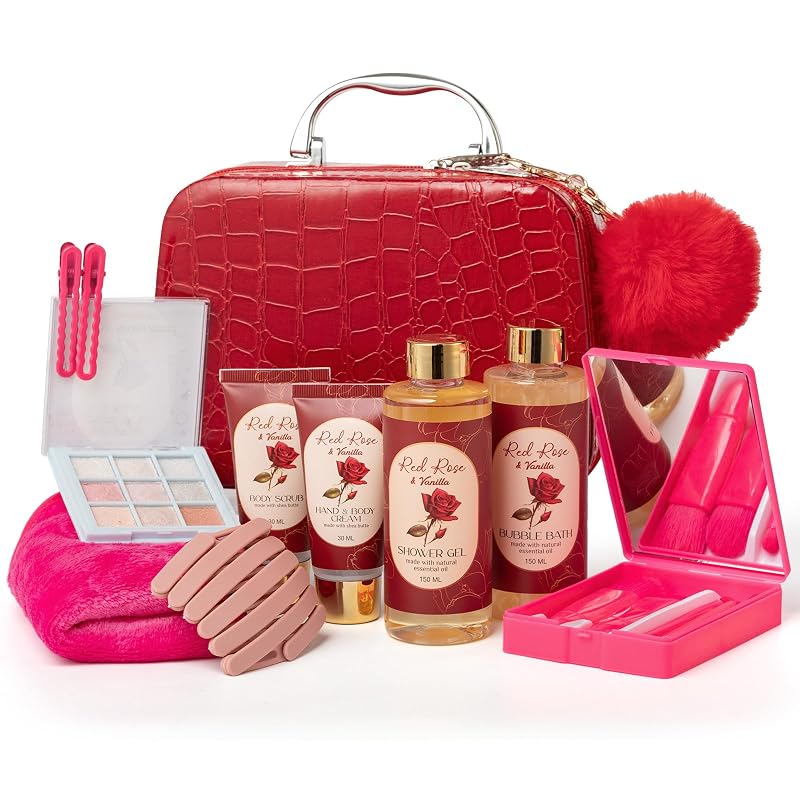 Kit de Banho e Cuidados Corporais Saint Roy com Fragrância de Rosa e Baunilha, 12 peças
