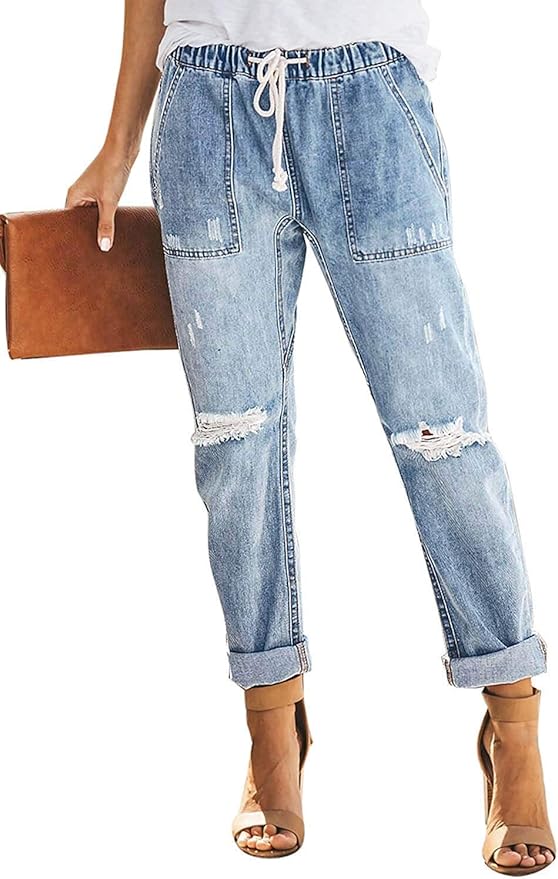 Metietila Women's Distressed Jeans Joggers