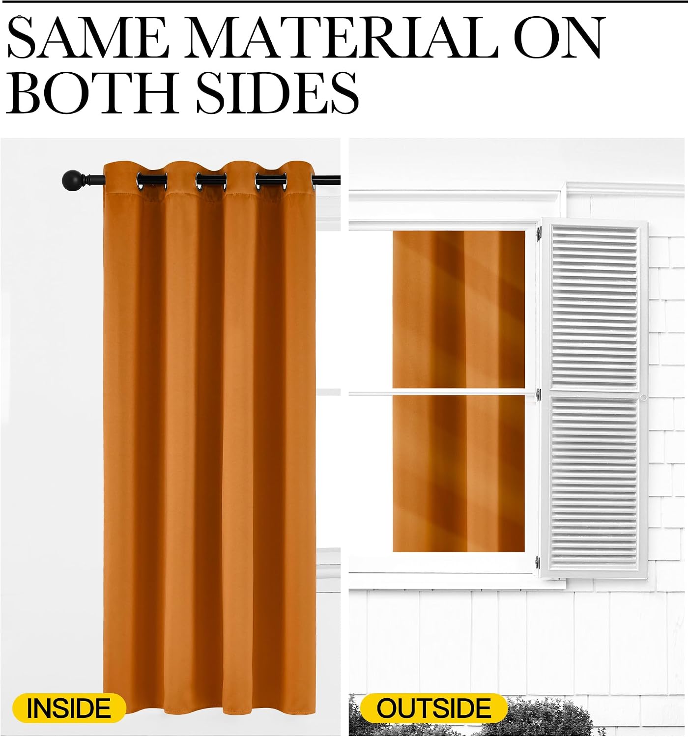 NICETOWN Room Darkening Orange Curtains 63 inches Long - Grommet Faux Silk Thermal Drapes Light Reducing Energy Saving Privacy Window Treatments for Bedroom, 2 Panels, W52 x L63 thumbnail