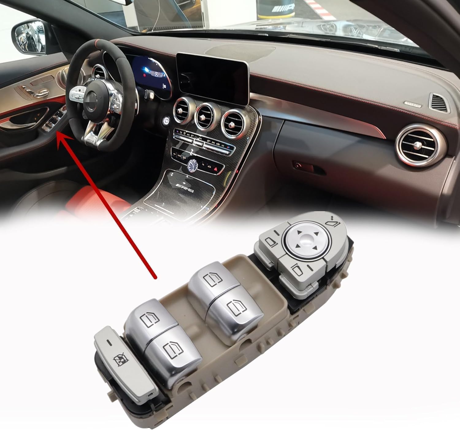 XQSMWF Master Power Window Switch Front Driver Side 222905680 2059056811 A2059056811 Compatible with Mercedes-Benz C Class C300 C350e GLC Class GLC43 AMG GLC300 C43 C63 2015 2016 2017 2018