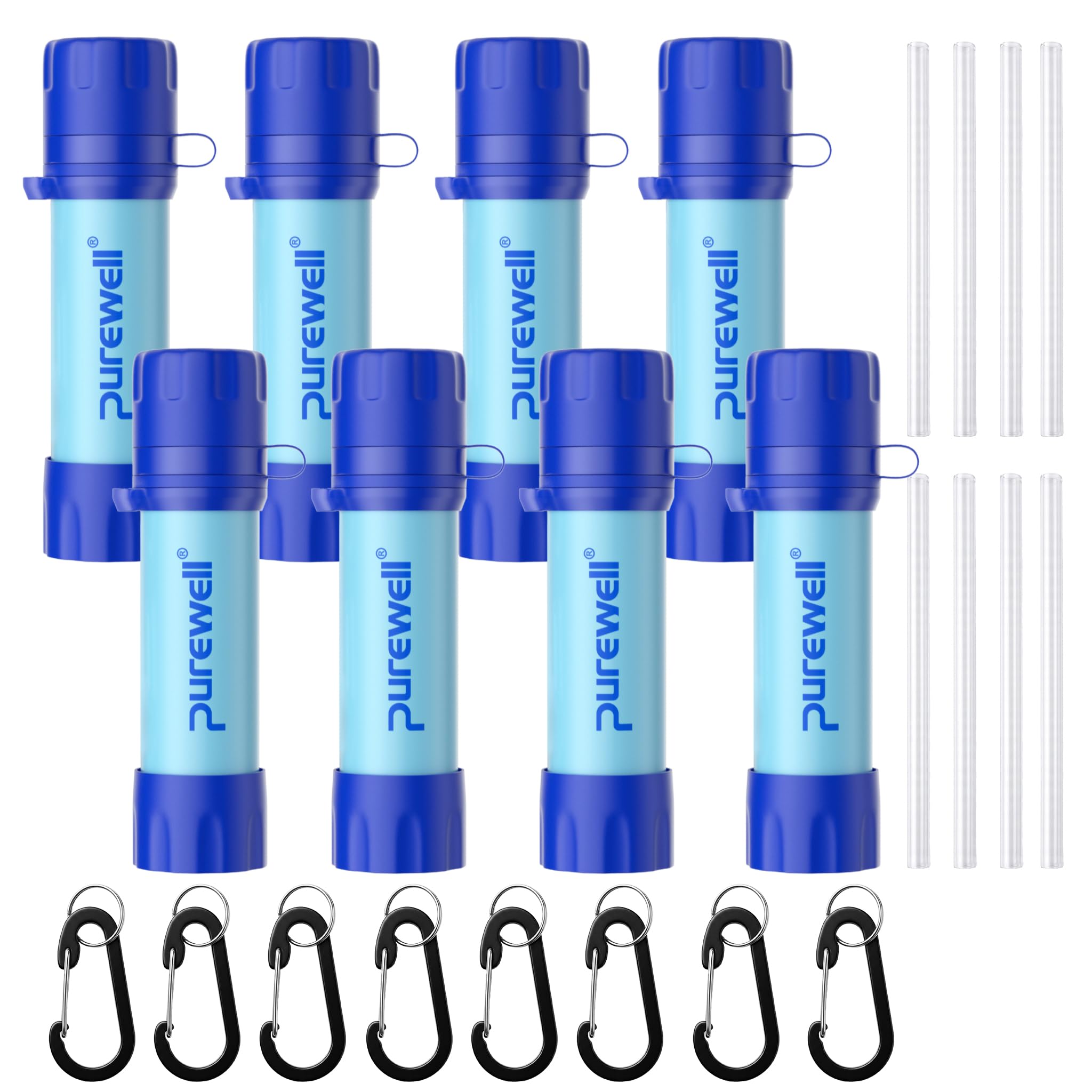 Purewell Outdoor-Wasserfilter – 0,01 μm Ultrafeinfilter entfernt 99,99% Bakterien & Schwermetalle | 1200 Litern Filterkapazität | Tragbarer Trinkwasserfilter mit Karabiner für Survival & Outdoor