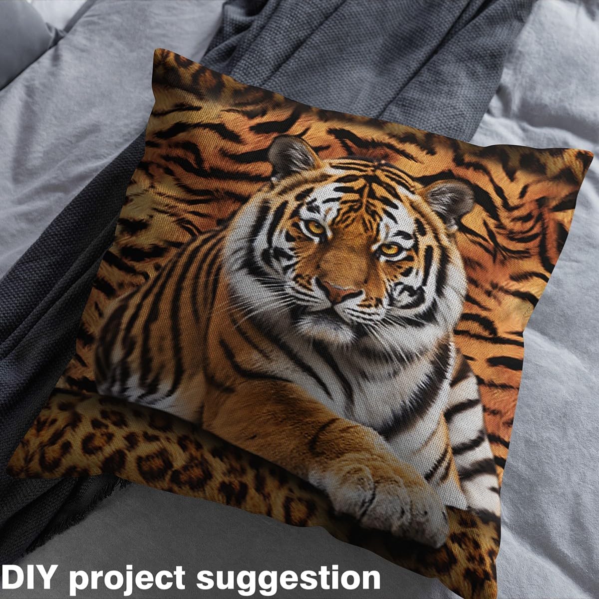Tiger Print Vivid DIY Fabric for Girls Boys Woman Craft Lovers,Natural Animal Fur Skin Texture by The Yard,Decorative DIY Fabric for Upholstery and Home Accents,2 Yard,Brown Vibrant