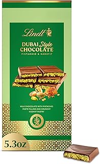 Lindt Dubai Style Milk Chocolate Candy with Pistachio & Kadayif, 5.3 oz. Bar