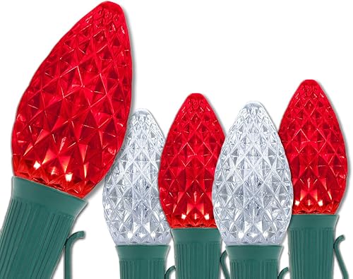 C7 OptiCore Luces Comerciales de Navidad - Cadena de luces LED de Navidad, luces de Navidad al aire libre, luces de vacaciones alambre verde