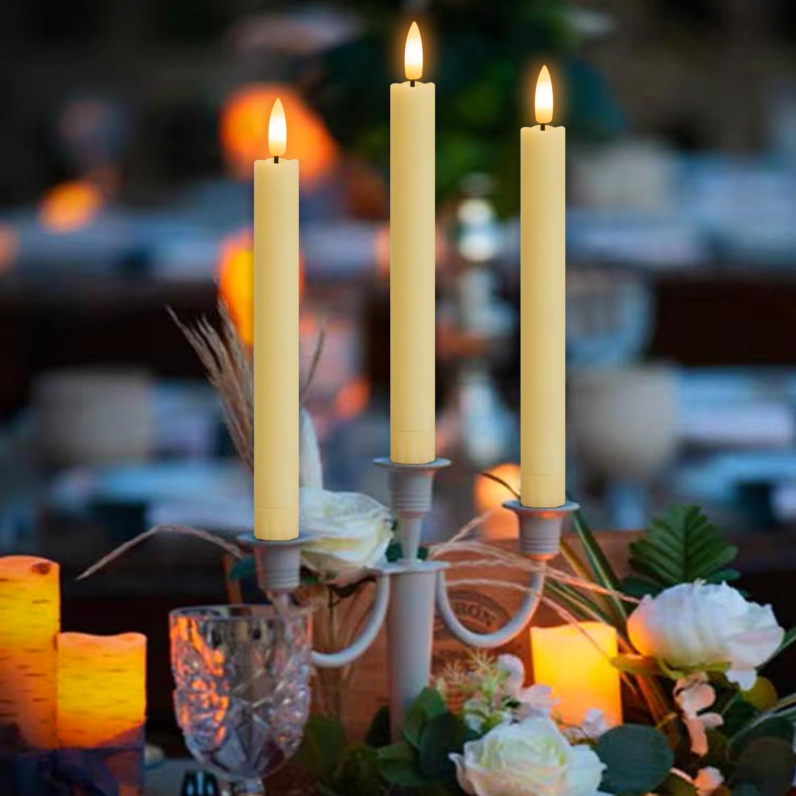 Set di 6 candele LED ricaricabili, candele finte a LED con fiamma tremolante, telecomando e funzione timer, candele elettriche | Leroy Merlin